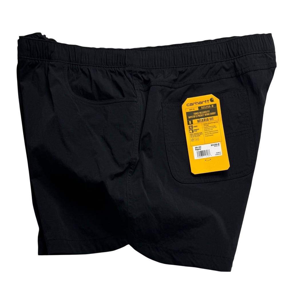 Carhartt Force Relaxed Fit Ripstop 5-Pocket Work Shorts Black Womens XXL